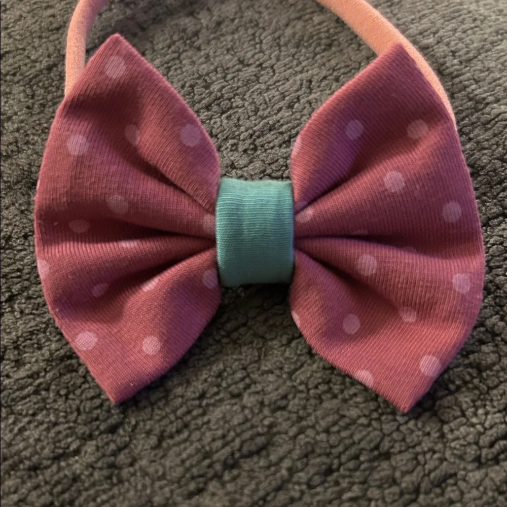 Matilda Jane Clothing Wild Rose polka dot linen Pink Bow Baby Headband